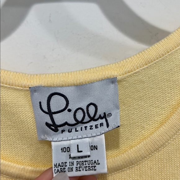 Lilly Pulitzer pastel Yellow Sleeveless Sweater vest Top cotton large women’s - Picture 2 of 4